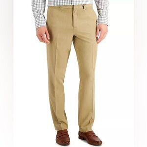 PERRY ELLIS mens MODERN FIT dress pants BEIGE TAN FLAT FRONT STRETCH 40x…